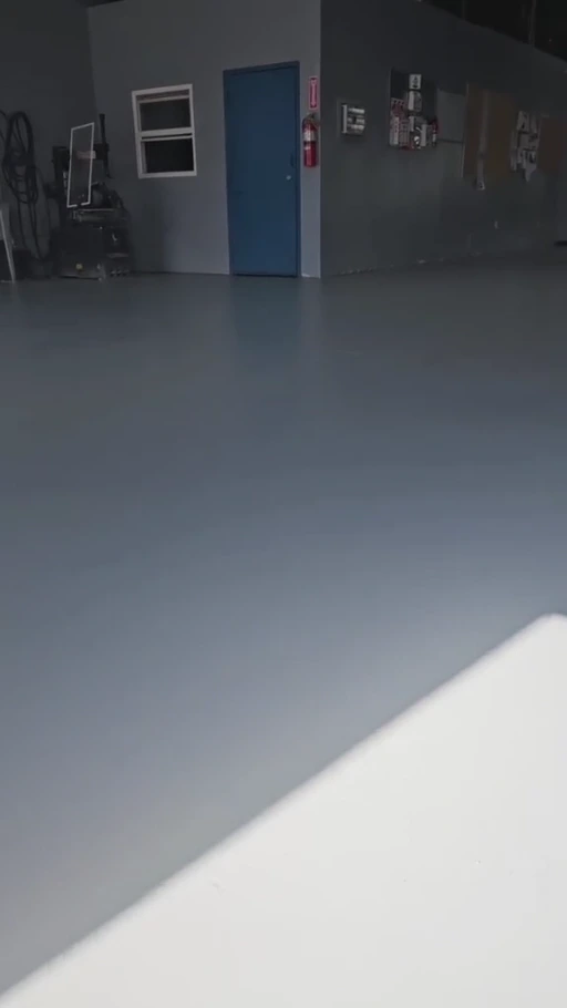 Original EpoX floor coating project in a commercial aircraft maintenance workshop at Orlando International Airport